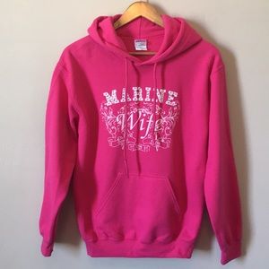 “Marine Wife” Hoodie Sweatshirt Bling Semper Fi